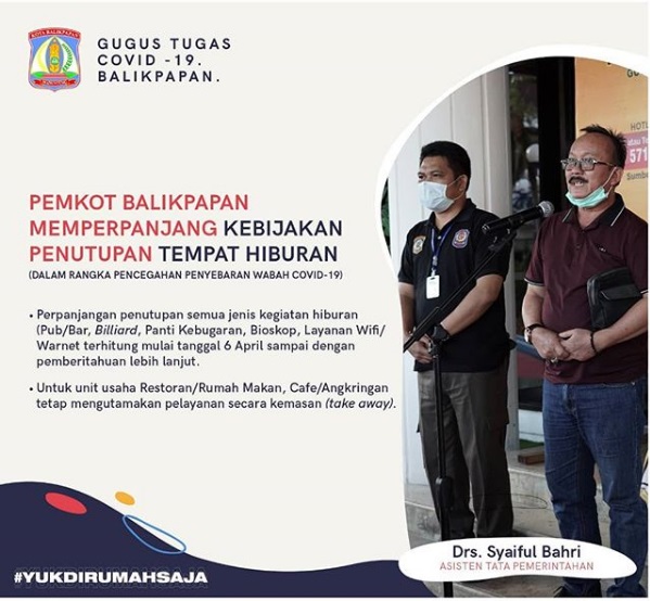 Pemerintah Kota Balikpapan memperpanjang kebijakan penutupan tempat Hiburan