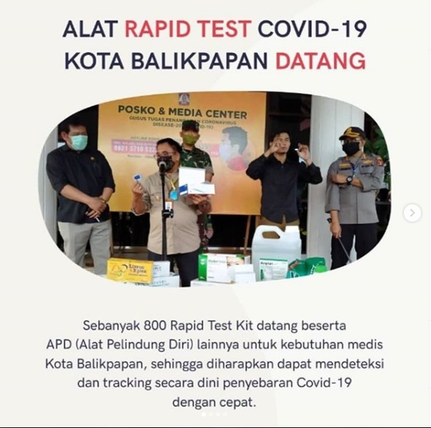 Alat rapid test covid 19 Kota Balikpapan datang