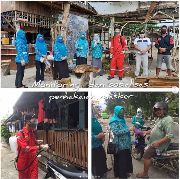 Monitoring, penyemprotan desinfektan , sosialisasi dan pembagian Masker Bersama PKK Kel Damai Bahagia Kecamatan Balikpapan Selatan