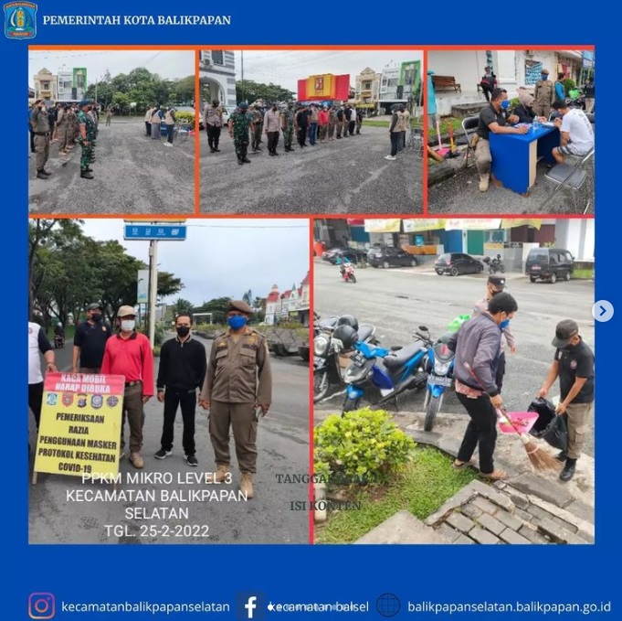 Giat PPKM Mikro Level 3 Kecamatan Balikpapan Selatan