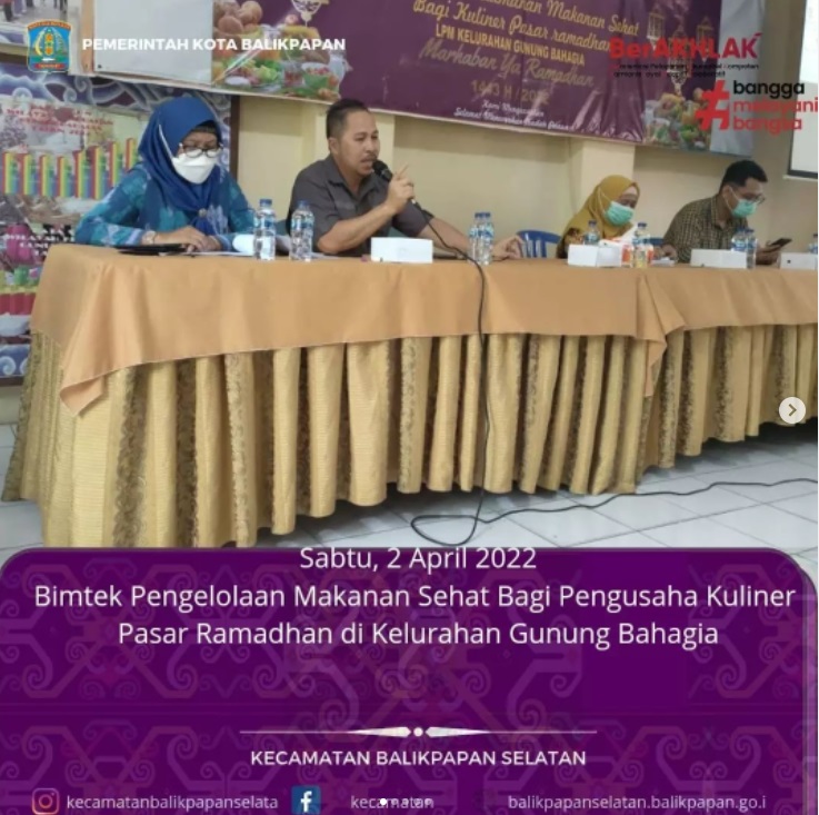 Bimbingan Teknis Pengelolaan Makanan Sehat bagi Pengusaha Kuliner Pasar Ramadhan Kelurahan Gunung Bahagia