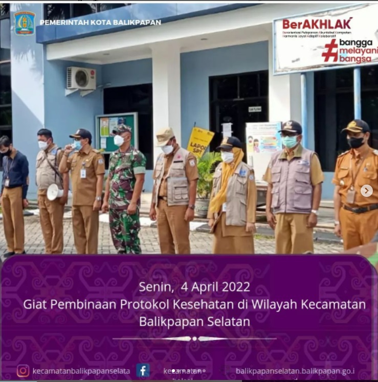 GIAT PEMBINAAN PROTOKOL KESEHATAN DI WILAYAH KECAMATAN BALIKPAPAN SELATAN